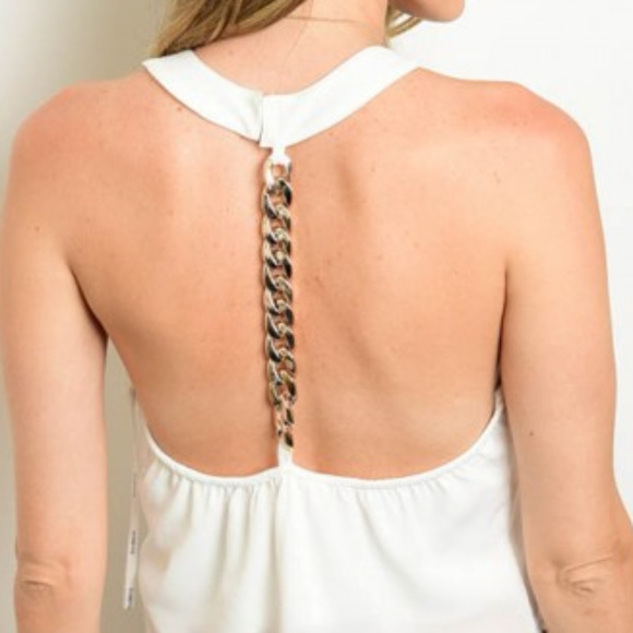 Fringe tank top with chain back blouse - Picture 7 of 7